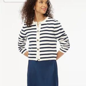 NWT J. Crew Striped Cotton Lady Jacket Cardigan Sweater